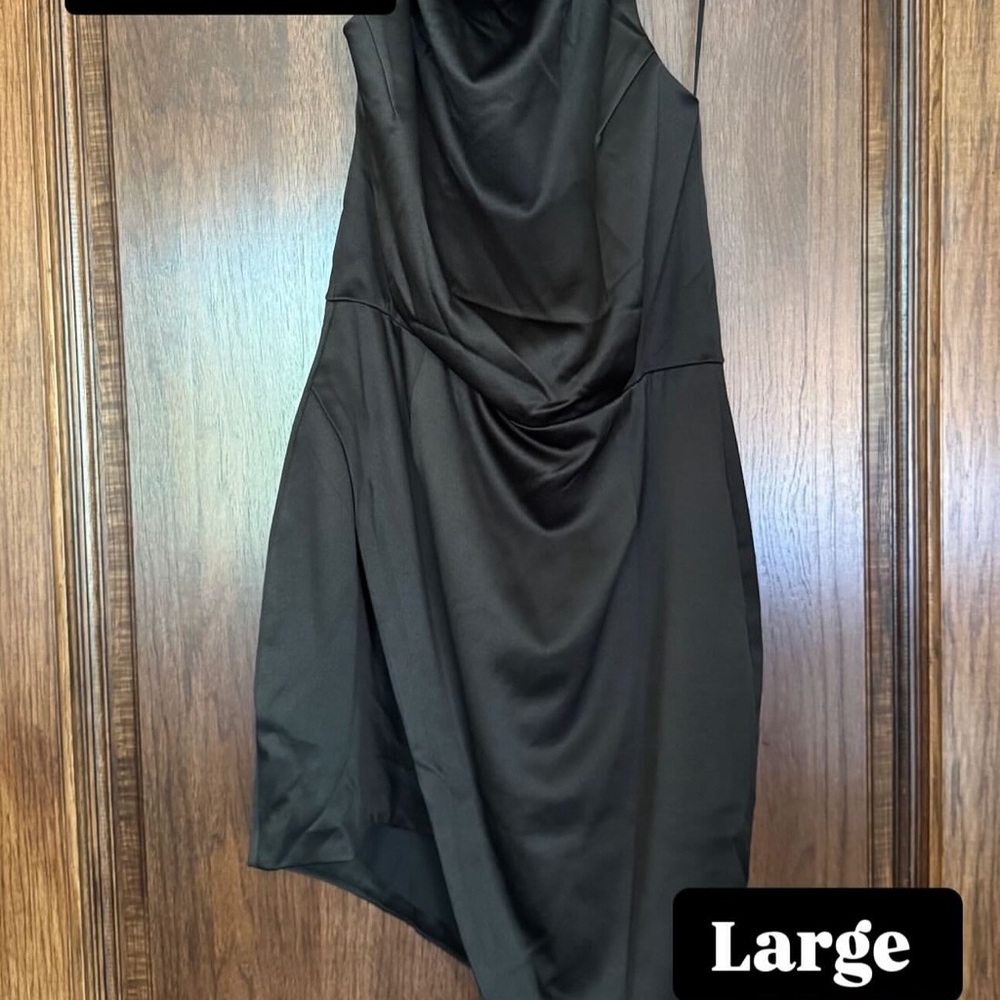 Elliatt Black Asymmetrical Sheath Dress with Cowl Neck